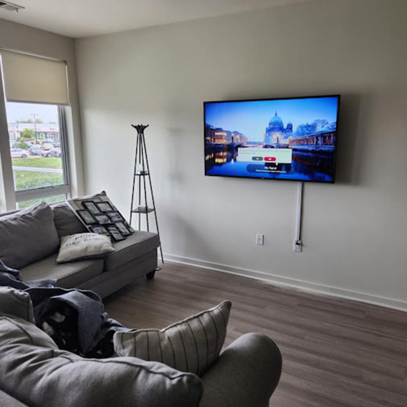 TV mounted over a fireplace